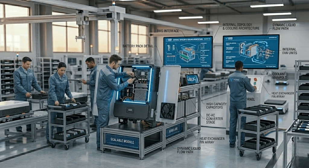 Pure wave ongrid inverter internal structural topology detailing IGBT modules and aluminum heat sink array Pure wave ongrid inverter internal structural topology detailing IGBT modules and aluminum heat sink array